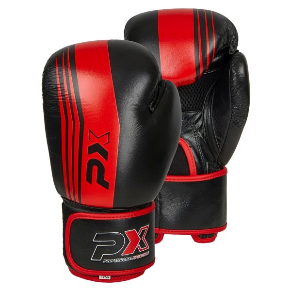 PX Boxhandschuhe  schwarz-rot  Leder 8oz