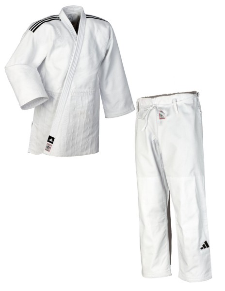 Adidas Judoanzug CHAMPION III IJF - Model 2 weiß/schwarze Streifen JIJF