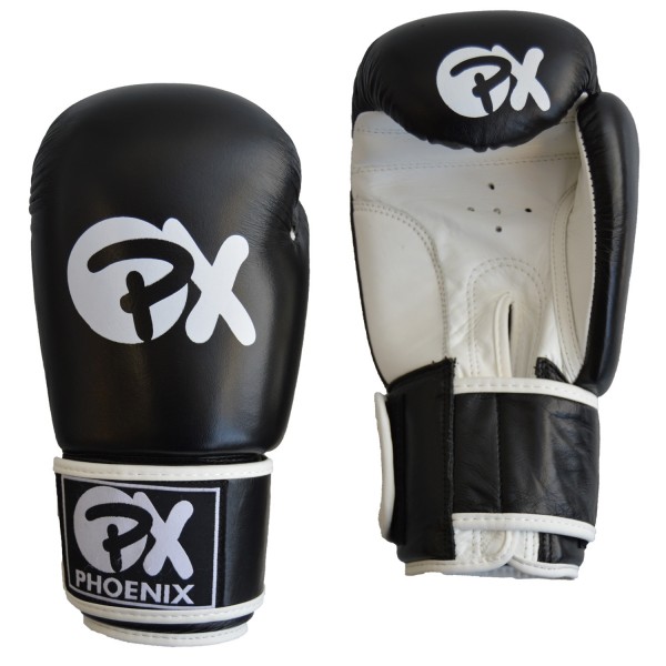 PHOENIX PX Boxhandschuhe schwarz-weiß Leder