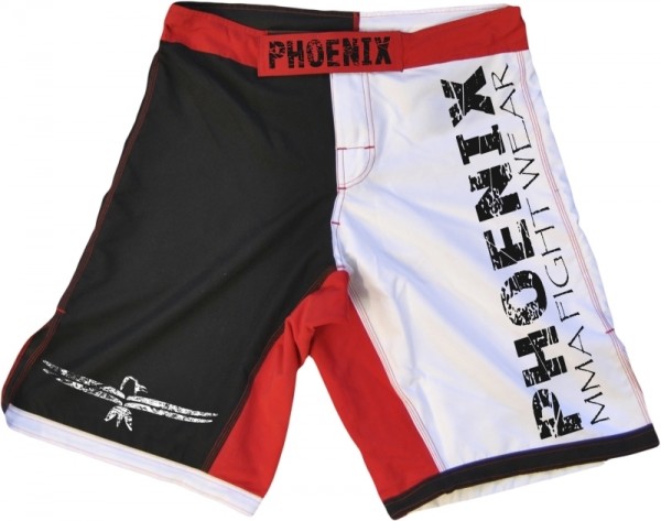PHOENIX MMA Shorts schw-weiß-rot, Stretch