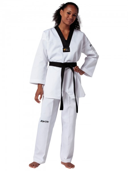 KWON Taekwondo Anzug Victory schwarzem Revers, WT anerkannt