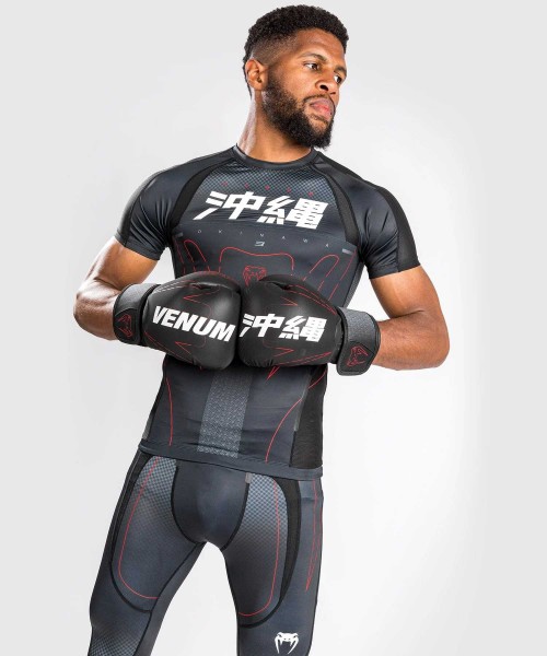 Venum Okinawa 3.0 Rashguard Short Sleeves black/red S