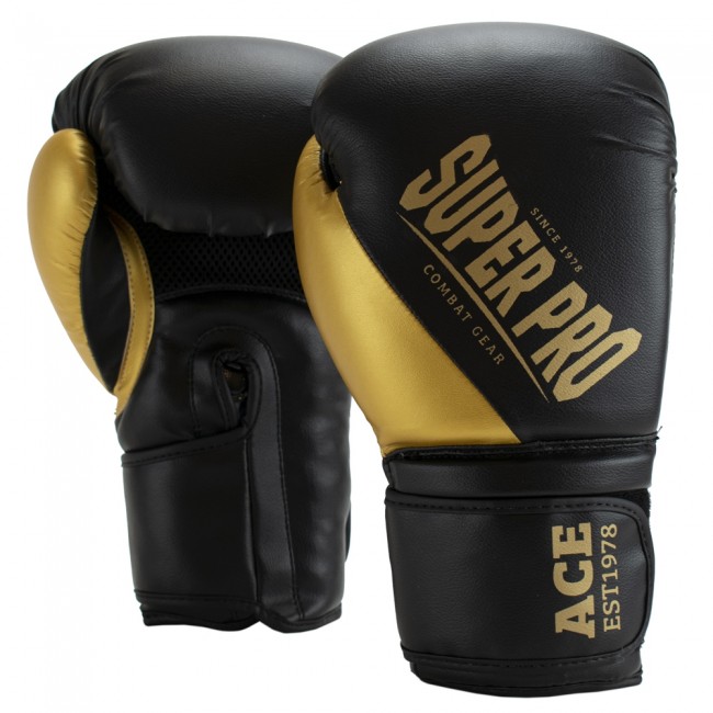 Super Pro Combat | | black/gold Neuheiten ACE Gear (Kick)Boxhandschuhe K1-Kampfsportartikel