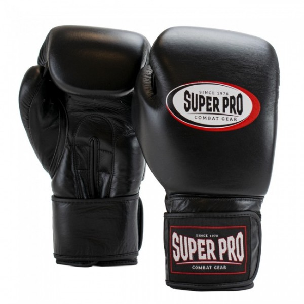 Super Pro Combat Gear Thai-Pro Leder (Thai-)Boxhandschuhe - schwarz