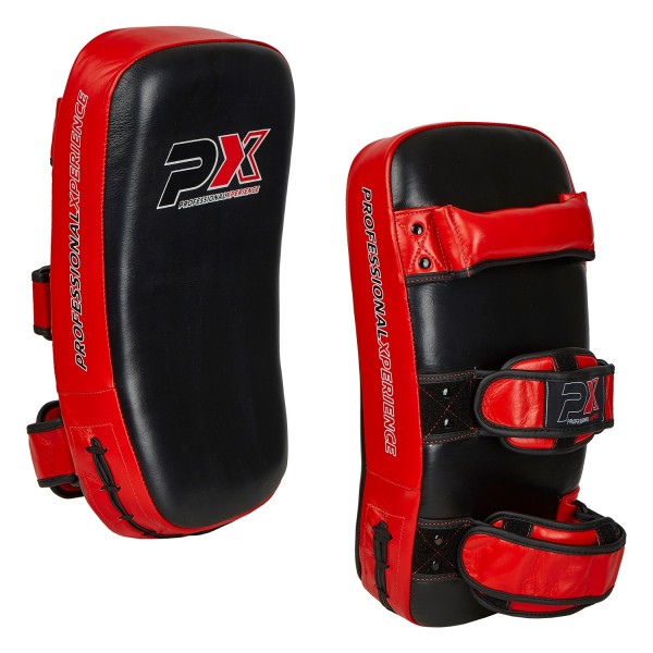 PX Thai pad, Echtleder, paarweise, schwarz-rot. Muay Thai Pratzen