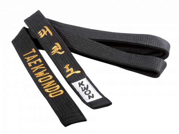 KWON Taekwondo Gürtel schwarz, 4 cm mit Bestickung