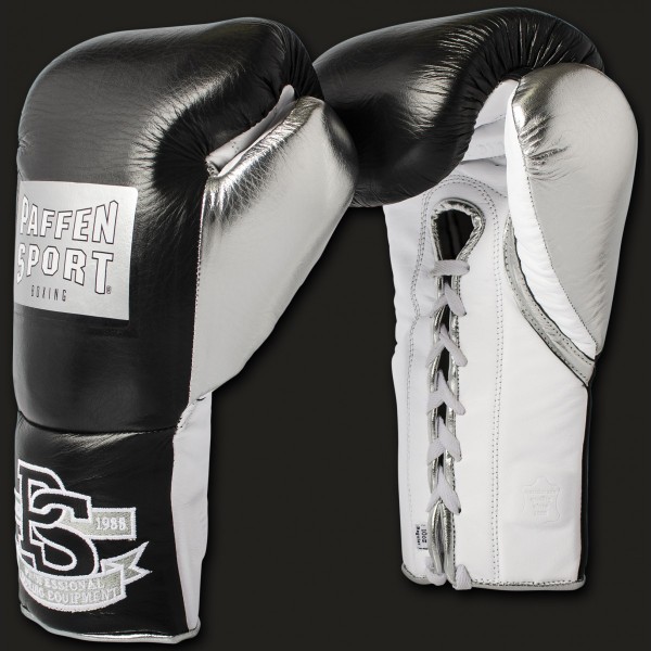 Paffen Sport Pro Mexican Boxhandschuhe für den Wettkampf Schwarz/Silber